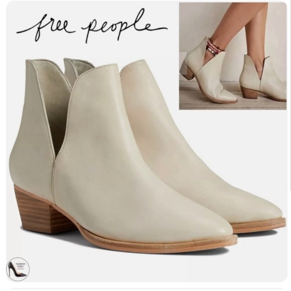 Free People Charm Double V Ankle Boots Cream/Tan Size 38/7.5 - Picture 2 of 7